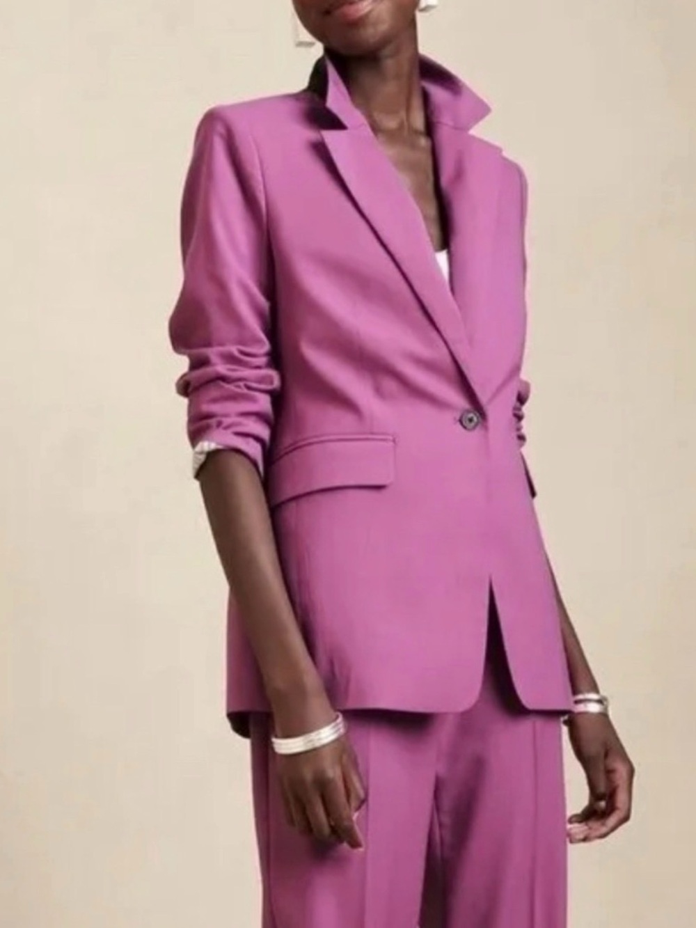 Banana Republic Siena Italian Wool Blazer Mauve Orchid Purple Size 10